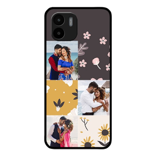 Xiaomi Redmi A2 Photo Printing on Glass Case - 3 Images with Floral Design Xiaomi Redmi A2 Photo Printing on Glass Case - 3 Images with Floral Design