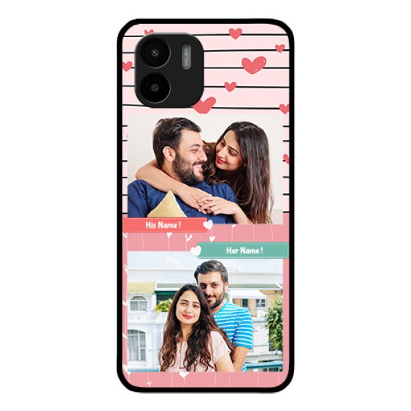 Xiaomi Redmi A2 Custom Glass Mobile Case - Photo with Heart Design Xiaomi Redmi A2 Custom Glass Mobile Case - Photo with Heart Design
