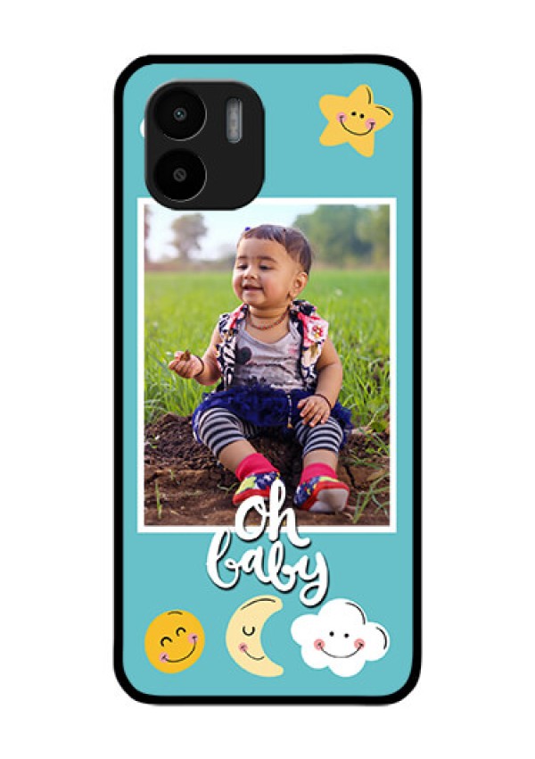 Xiaomi Redmi A2 Personalized Glass Phone Case - Smiley Kids Stars Design