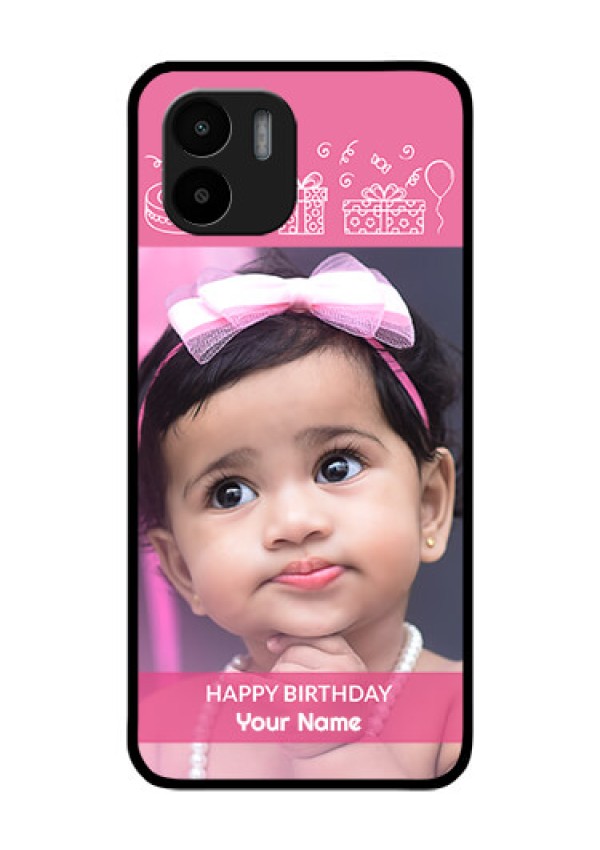 Xiaomi Redmi A2 Photo Printing on Glass Case - with Birthday Line Art Design