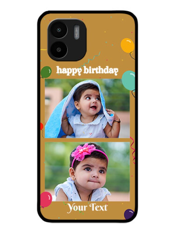 Custom Xiaomi Redmi A2 Personalized Glass Phone Case - Image Holder with Birthday Celebrations Design