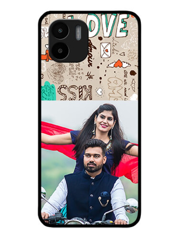 Custom Xiaomi Redmi A2 Custom Glass Phone Case - Love Doodle Pattern