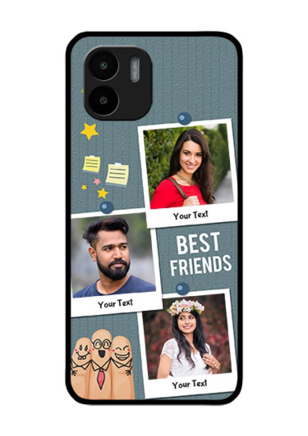 Xiaomi Redmi A2 Personalized Glass Phone Case - Sticky Frames and Friendship Design