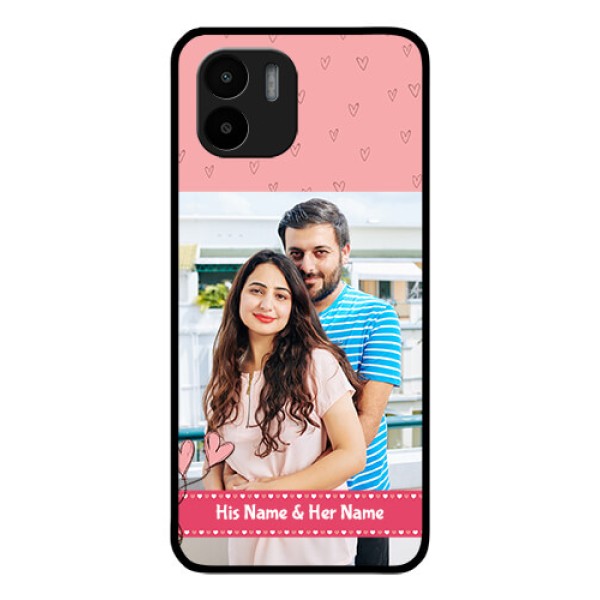 Xiaomi Redmi A2 Personalized Glass Phone Case - Love Design Peach Color Xiaomi Redmi A2 Personalized Glass Phone Case - Love Design Peach Color
