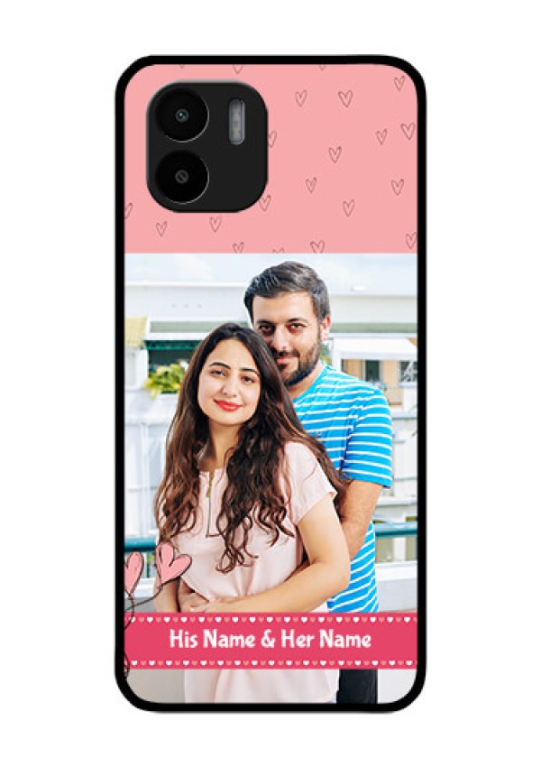 Xiaomi Redmi A2 Personalized Glass Phone Case - Love Design Peach Color