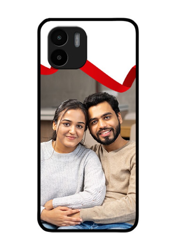 Xiaomi Redmi A2 Photo Printing on Glass Case - Red Ribbon Frame Design