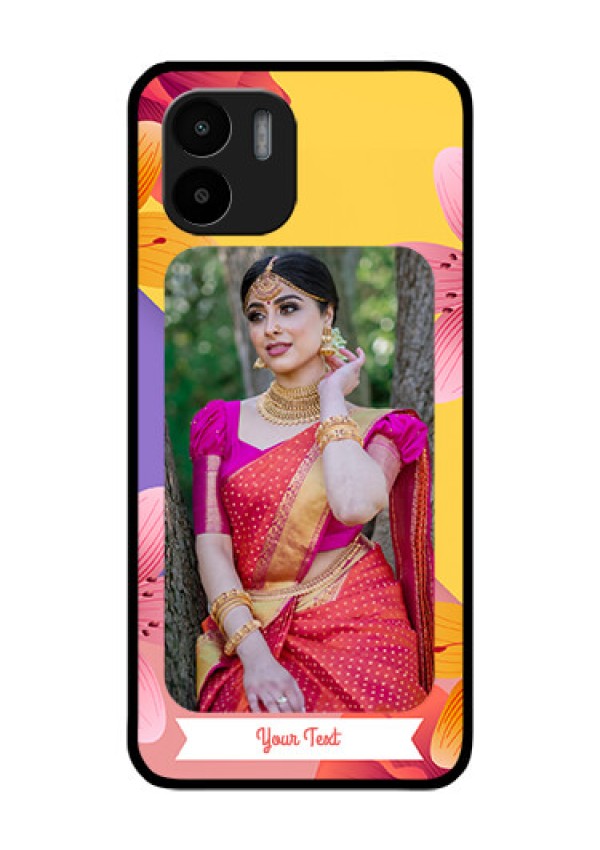 Xiaomi Redmi A2 Custom Glass Mobile Case - 3 Image With Vintage Floral Design