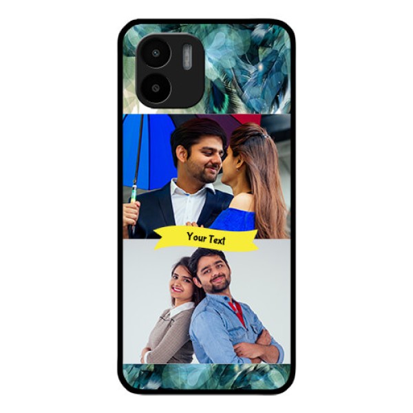 Xiaomi Redmi A2 Personalized Glass Phone Case - Image with Boho Peacock Feather Design Xiaomi Redmi A2 Personalized Glass Phone Case - Image with Boho Peacock Feather Design
