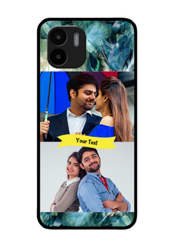 Xiaomi Redmi A2 Personalized Glass Phone Case - Image with Boho Peacock Feather Design