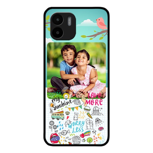 Xiaomi Redmi A2 Photo Printing on Glass Case - Doodle love Design