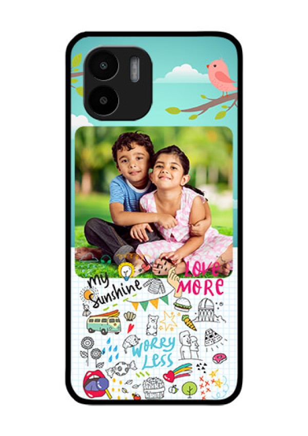 Xiaomi Redmi A2 Photo Printing on Glass Case - Doodle love Design