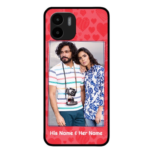 Xiaomi Redmi A2 Photo Printing on Glass Case - with Red Heart Symbols Design Xiaomi Redmi A2 Photo Printing on Glass Case - with Red Heart Symbols Design