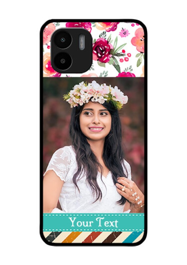 Xiaomi Redmi A2 Custom Glass Phone Case - Watercolor Floral Design