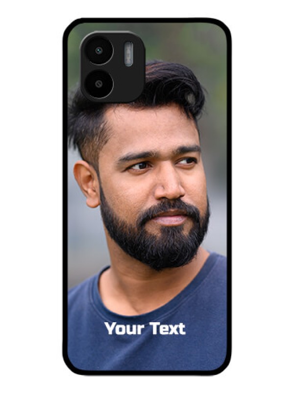 Custom Xiaomi Redmi A2 Glass Mobile Cover: Photo with Text