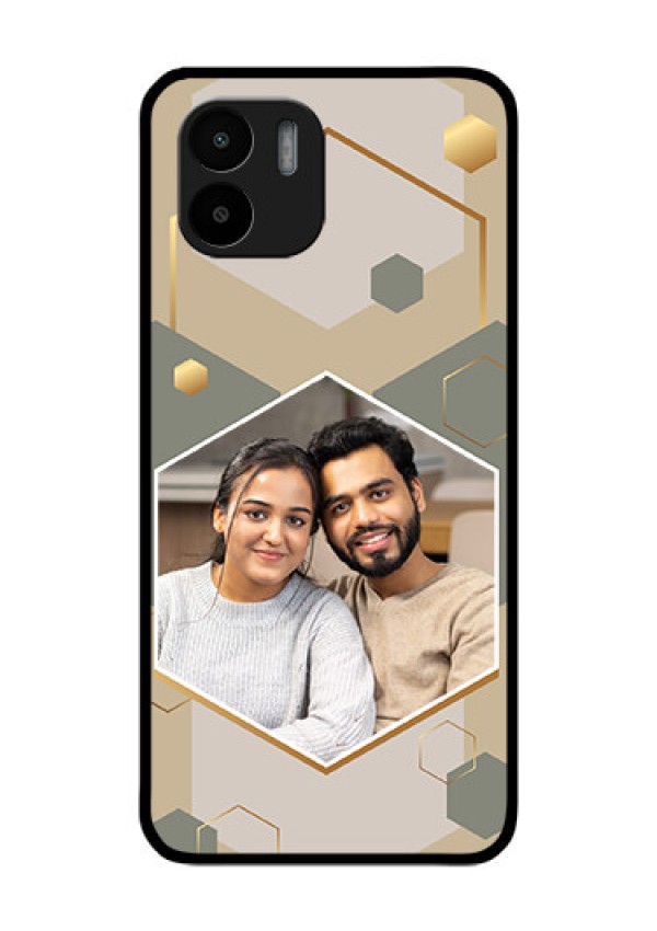 Xiaomi Redmi A2 Photo Printing on Glass Case - Stylish Hexagon Pattern Design