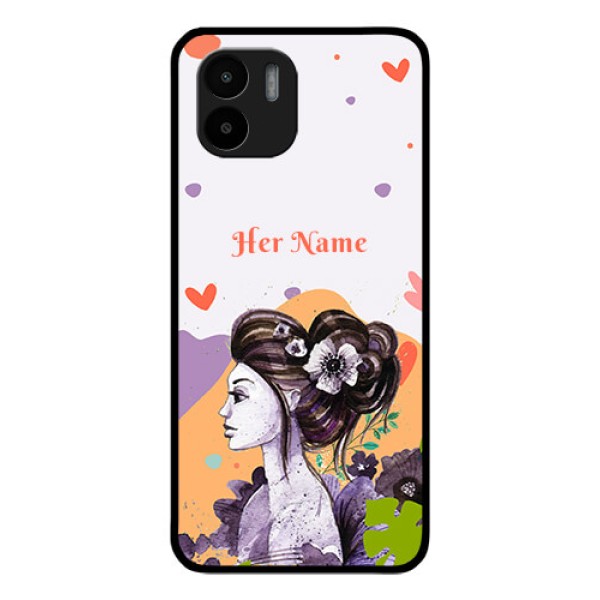 Xiaomi Redmi A2 Personalized Glass Phone Case - Woman And Nature Design