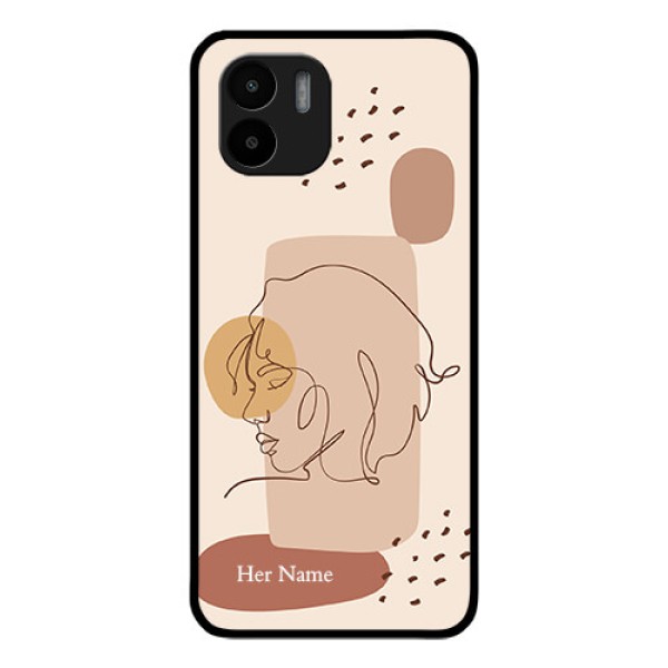 Xiaomi Redmi A2 Photo Printing on Glass Case - Calm Woman line art Design