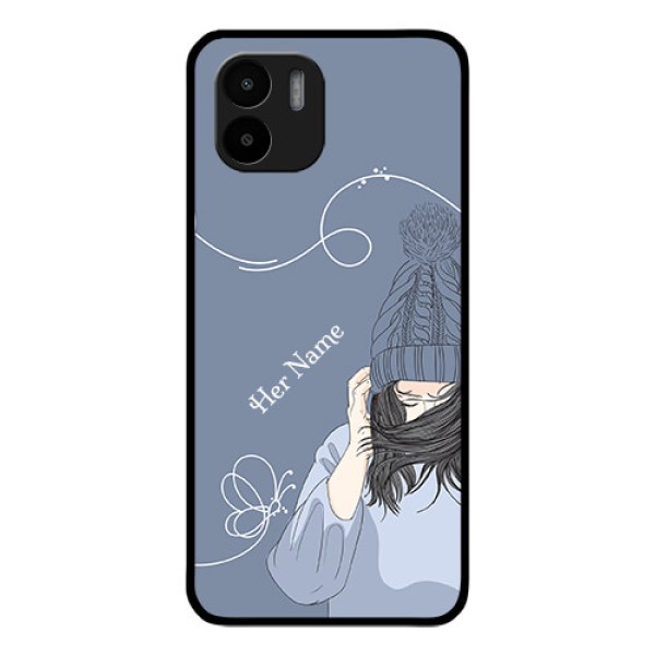 Xiaomi Redmi A2 Custom Glass Mobile Case - Girl in winter outfit Design