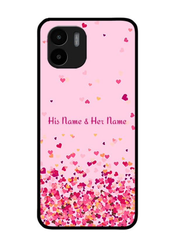 Xiaomi Redmi A2 Photo Printing on Glass Case - Floating Hearts Design