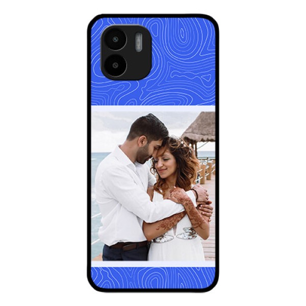 Xiaomi Redmi A2 Custom Glass Mobile Case - Curved line art with blue and white Design Xiaomi Redmi A2 Custom Glass Mobile Case - Curved line art with blue and white Design