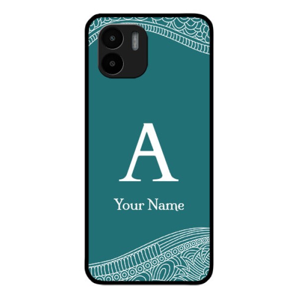 Xiaomi Redmi A2 Personalized Glass Phone Case - line art pattern with custom name Design Xiaomi Redmi A2 Personalized Glass Phone Case - line art pattern with custom name Design