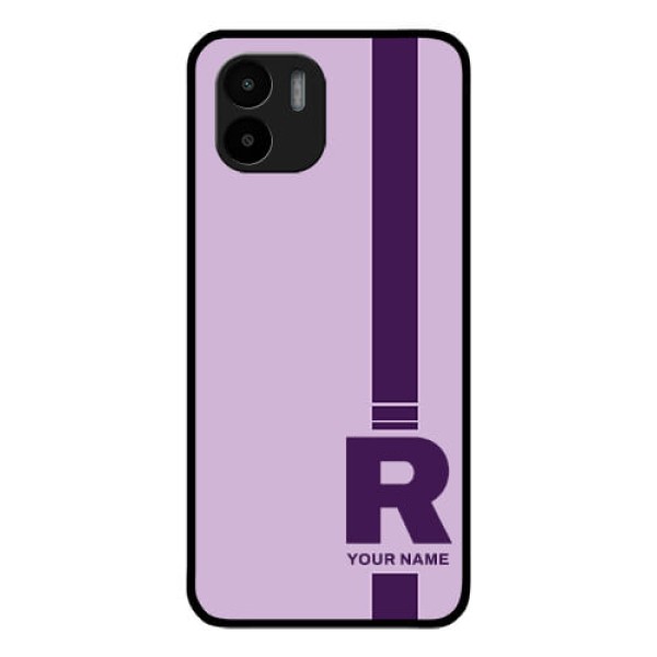 Xiaomi Redmi A2 Photo Printing on Glass Case - Simple dual tone stripe with name Design