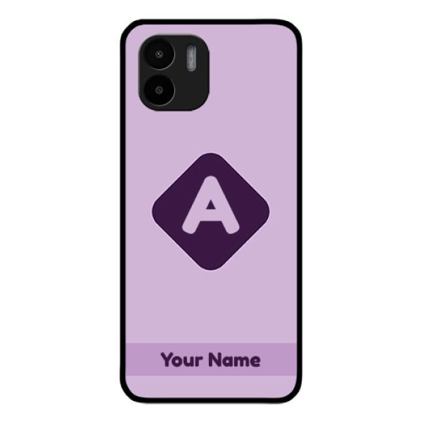 Xiaomi Redmi A2 Custom Glass Mobile Case - Custom Letter in curved badge Design