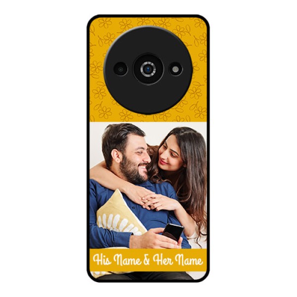 Xiaomi Redmi A3 Custom Glass Phone Case - Yellow Floral Design Xiaomi Redmi A3 Custom Glass Phone Case - Yellow Floral Design
