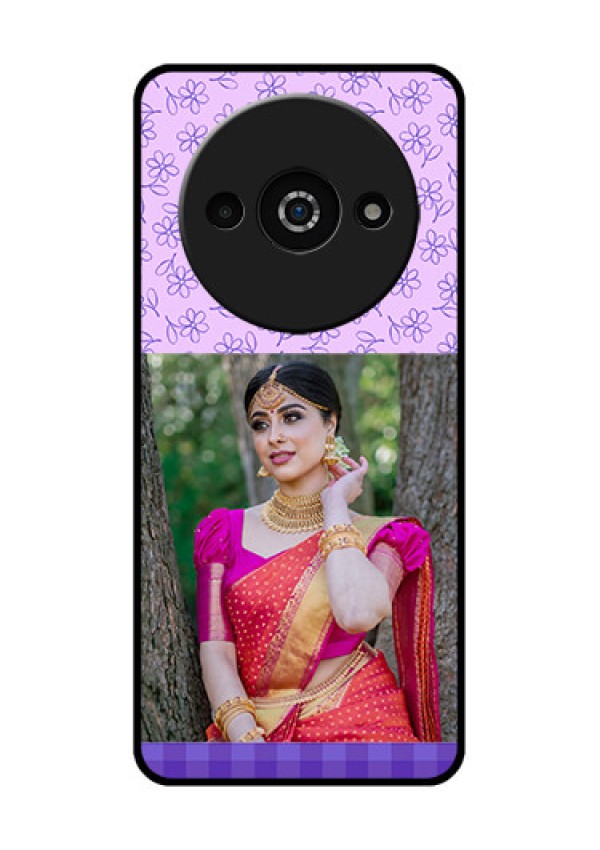 Xiaomi Redmi A3 Custom Glass Phone Case - Purple Floral Design