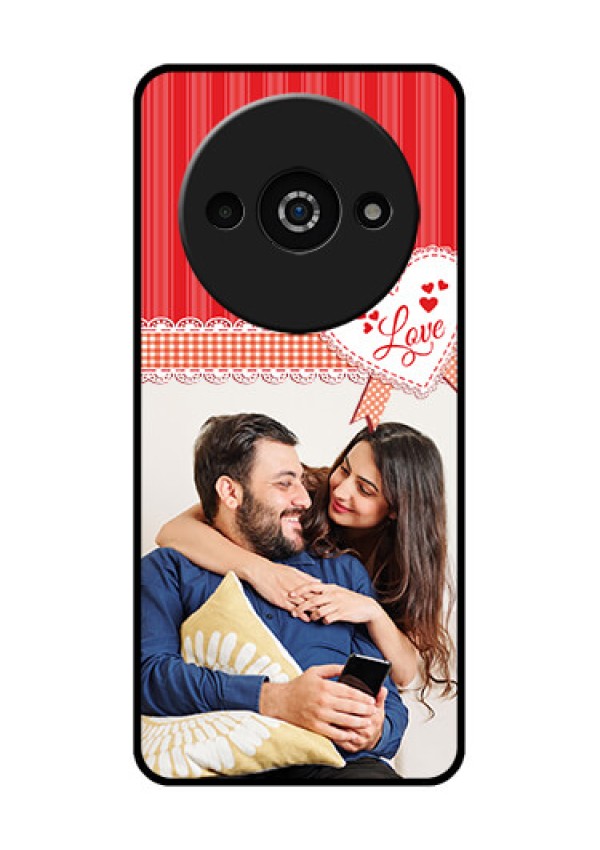 Xiaomi Redmi A3 Custom Glass Phone Case - Red Love Pattern Design