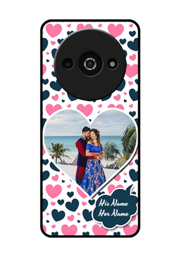 Xiaomi Redmi A3 Custom Glass Phone Case - Pink & Blue Heart Design