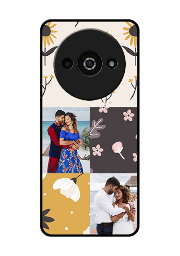 Xiaomi Redmi A3 Custom Glass Phone Case - 3 Images With Floral Design