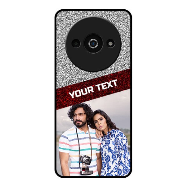 Xiaomi Redmi A3 Custom Glass Phone Case - Image Holder With Glitter Strip Design Xiaomi Redmi A3 Custom Glass Phone Case - Image Holder With Glitter Strip Design