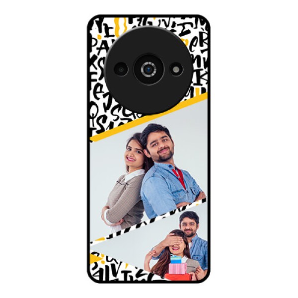 Xiaomi Redmi A3 Custom Glass Phone Case - Letters Pattern Design