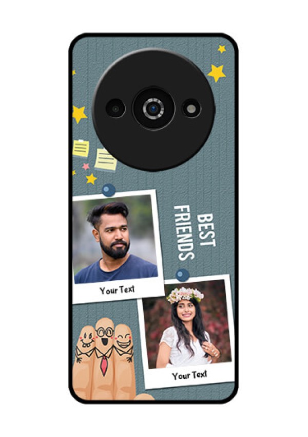 Xiaomi Redmi A3 Custom Glass Phone Case - Sticky Frames And Friendship Design