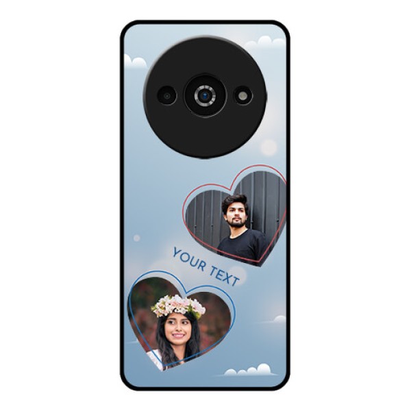 Xiaomi Redmi A3 Custom Glass Phone Case - Blue Color Couple Design Xiaomi Redmi A3 Custom Glass Phone Case - Blue Color Couple Design
