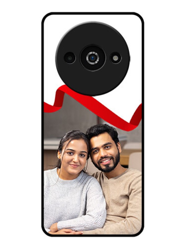 Custom Xiaomi Redmi A3 Custom Glass Phone Case - Red Ribbon Frame Design