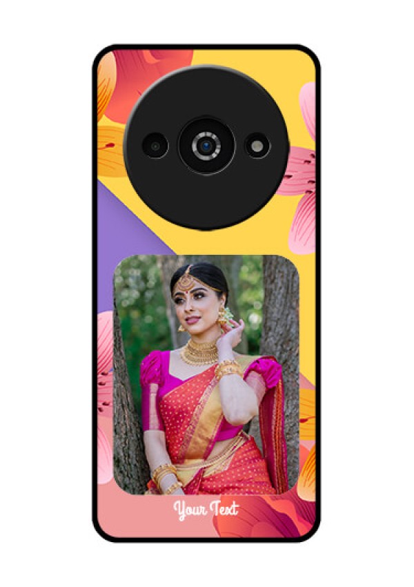 Xiaomi Redmi A3 Custom Glass Phone Case - 3 Image With Vintage Floral Design