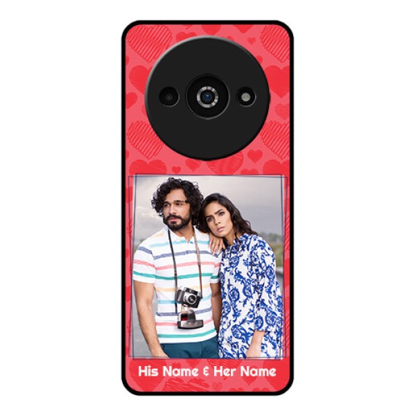 Xiaomi Redmi A3 Custom Glass Phone Case - With Red Heart Symbols Design Xiaomi Redmi A3 Custom Glass Phone Case - With Red Heart Symbols Design
