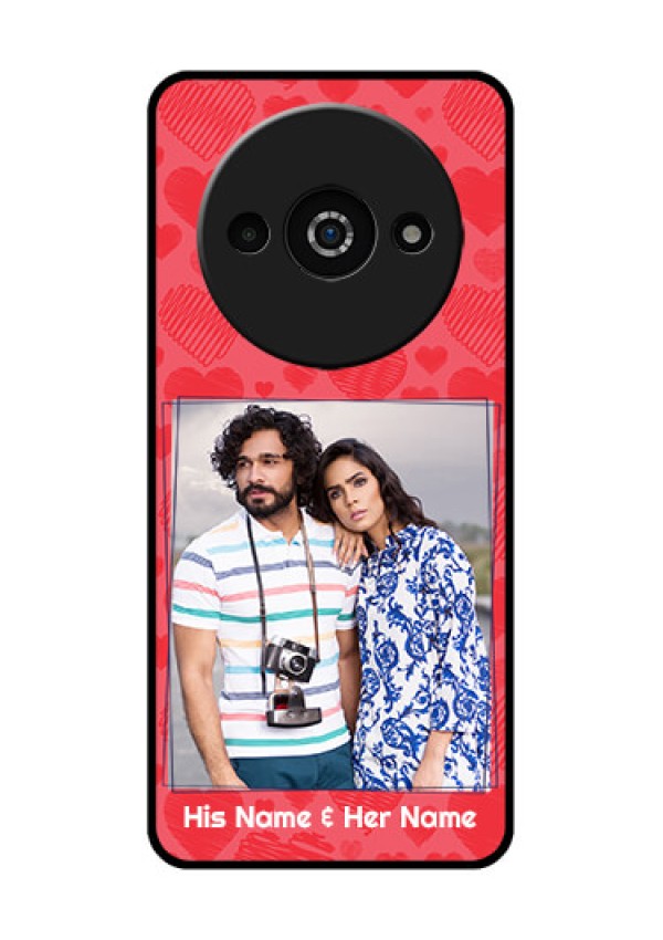 Xiaomi Redmi A3 Custom Glass Phone Case - With Red Heart Symbols Design