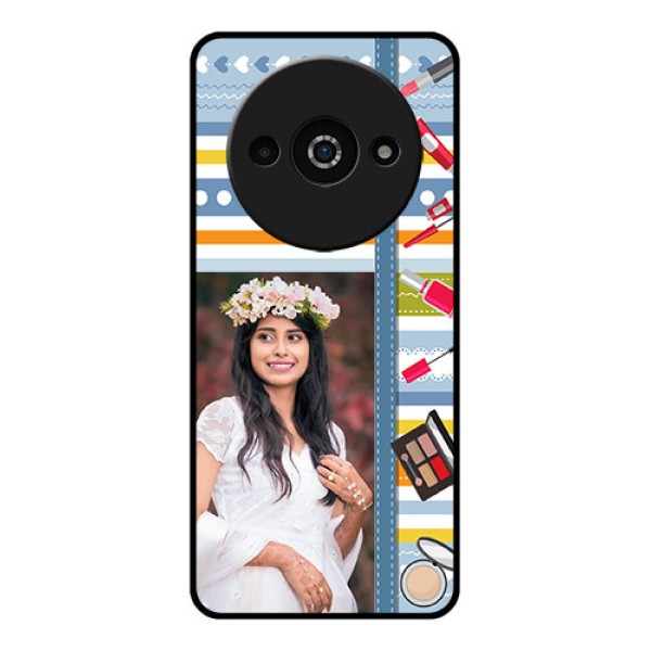 Xiaomi Redmi A3 Custom Glass Phone Case - Makeup Icons Design