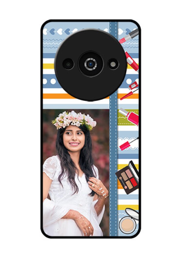 Xiaomi Redmi A3 Custom Glass Phone Case - Makeup Icons Design