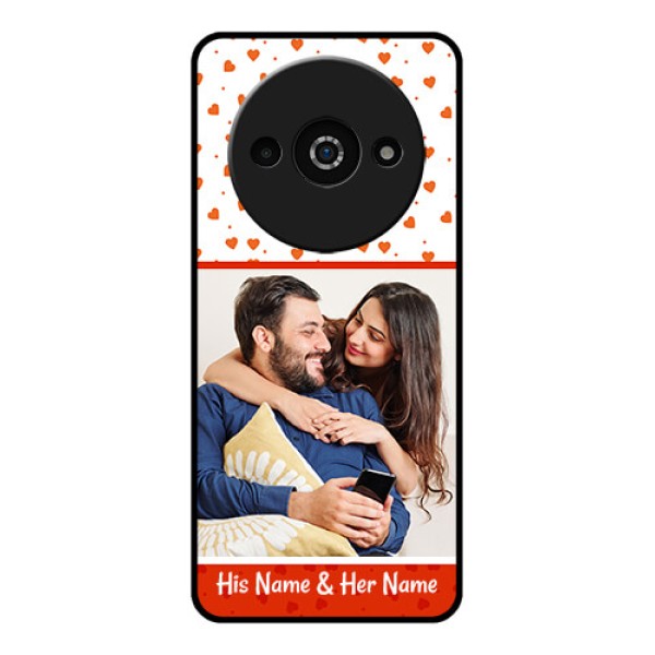 Redmi A3X Custom Glass Phone Case - Orange Love Symbol Design Redmi A3X Custom Glass Phone Case - Orange Love Symbol Design