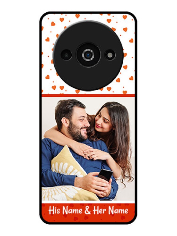 Custom Redmi A3X Custom Glass Phone Case - Orange Love Symbol Design