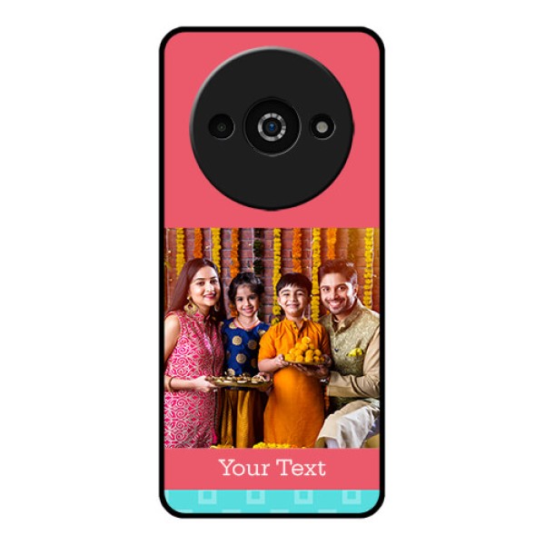 Redmi A3X Custom Glass Phone Case - Peach and Blue Color Design Redmi A3X Custom Glass Phone Case - Peach and Blue Color Design