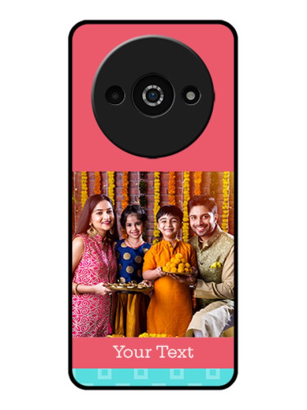 Custom Redmi A3X Custom Glass Phone Case - Peach and Blue Color Design