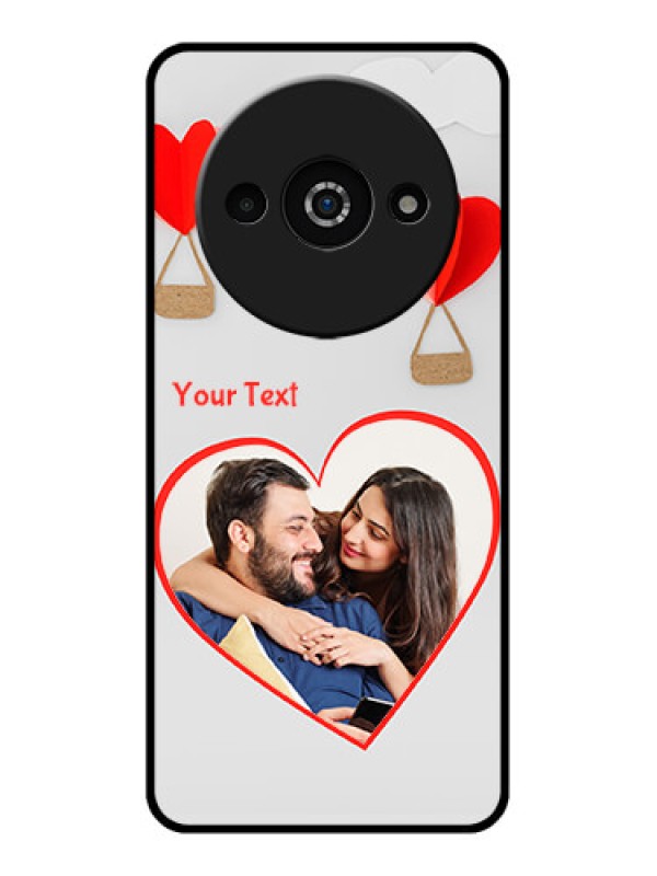 Custom Redmi A3X Custom Glass Phone Case - Parachute Love Design