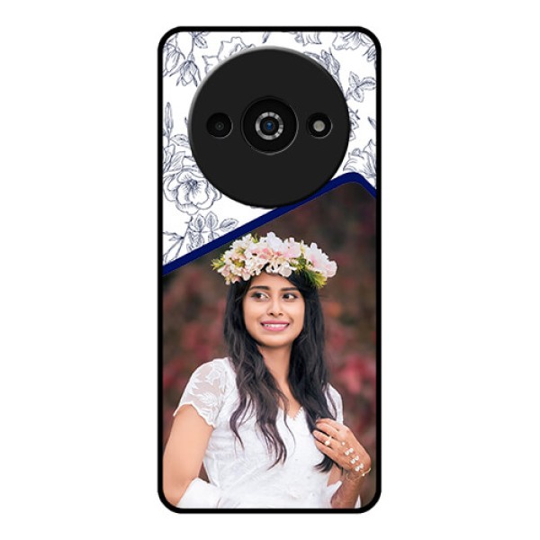Redmi A3X Custom Glass Phone Case - Classy Floral Design Redmi A3X Custom Glass Phone Case - Classy Floral Design