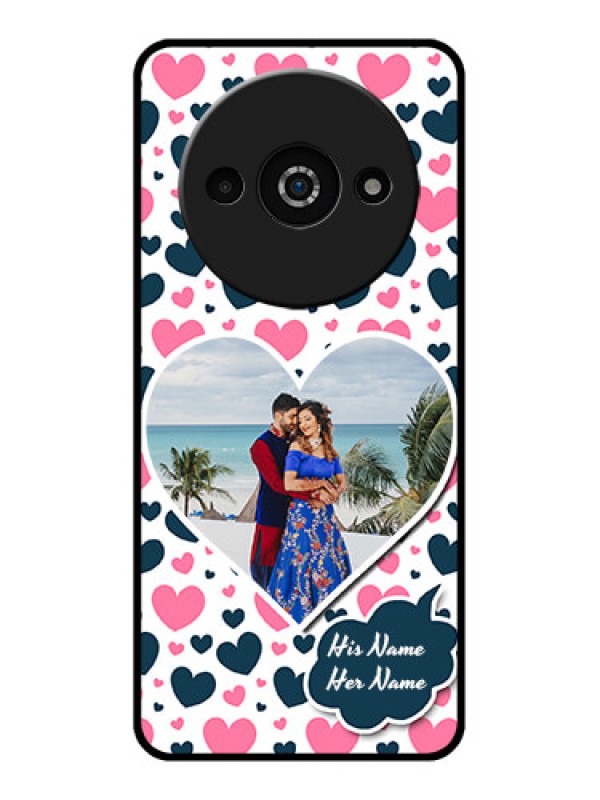 Custom Redmi A3X Custom Glass Phone Case - Pink and Blue Heart Design