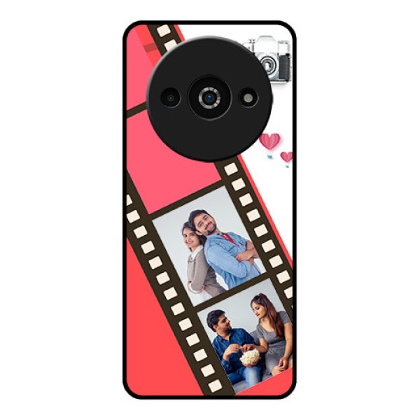 Redmi A3X Custom Glass Phone Case - 3 Image Holder With Film Reel Redmi A3X Custom Glass Phone Case - 3 Image Holder With Film Reel